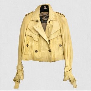 Burberry Prorsum yellow leather trench jacket S